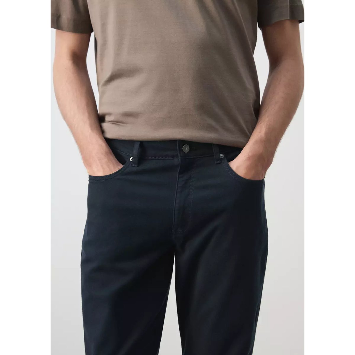 Pantalon regular-fit 100 % coton bleu marine, MANGO MAN