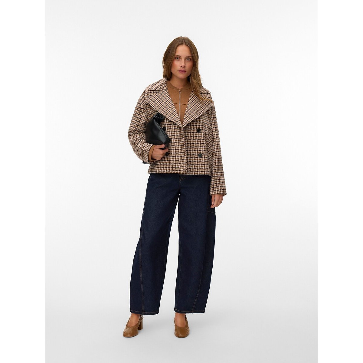 Manteau court à carreaux imprimé carreaux, VERO MODA