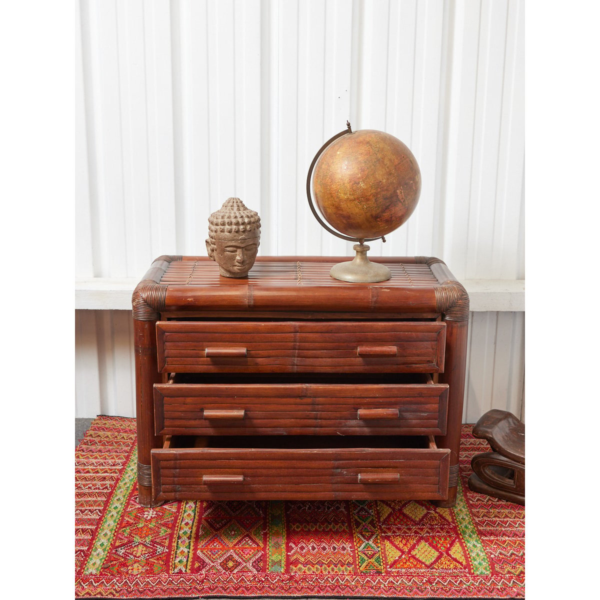 Commode en bambou Olga N°694 - Bon état bois foncé, DEBONGOUT
