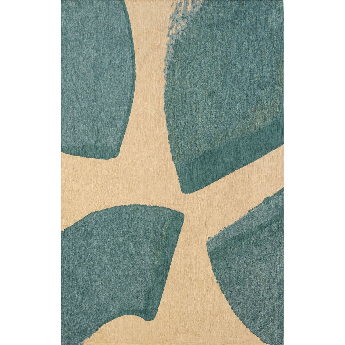 Tapis jacquard antidérapant, CORNER bleu azurite et beige sable, RECOLLECTION