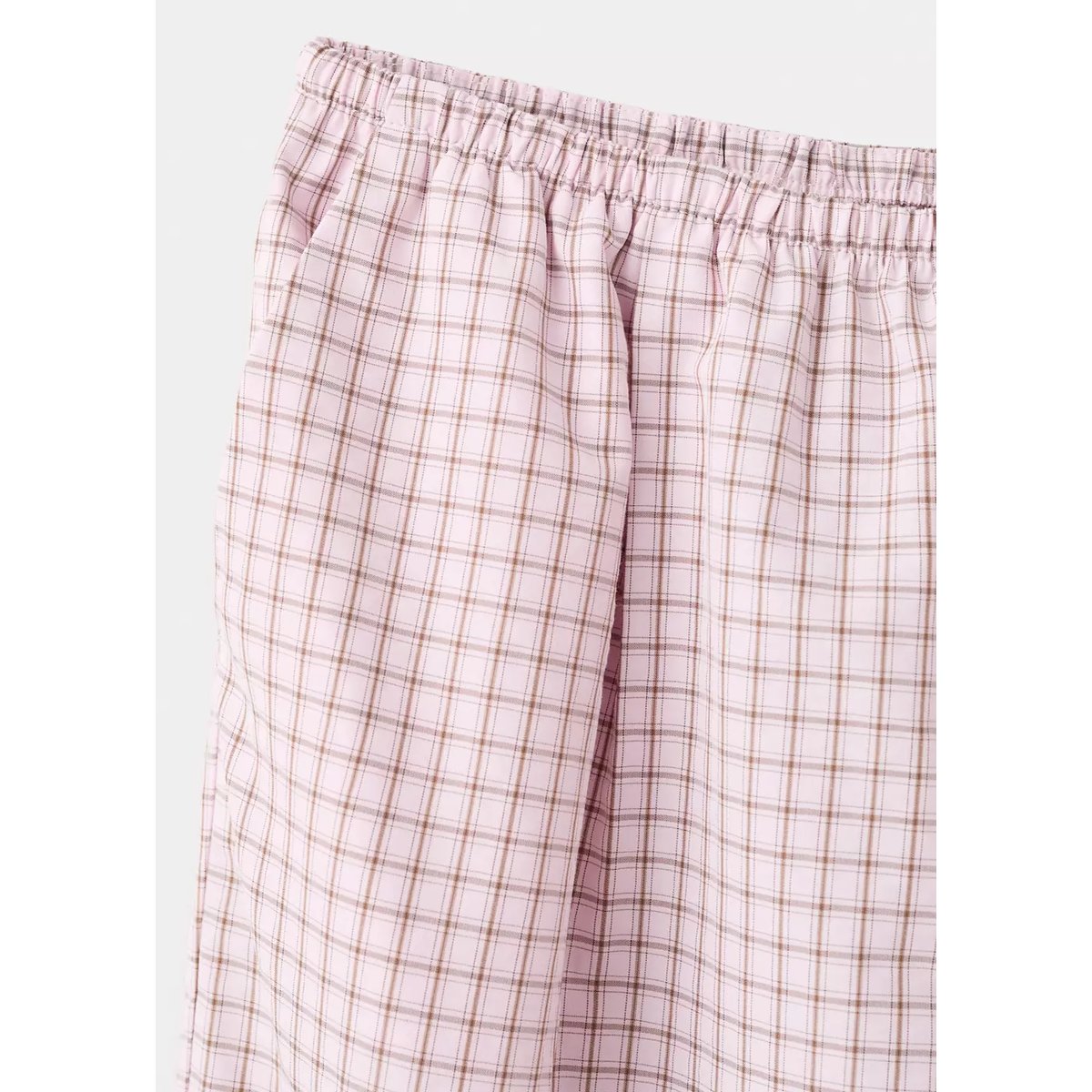 Pantalon bouffant à carreaux rose pastel, MANGO