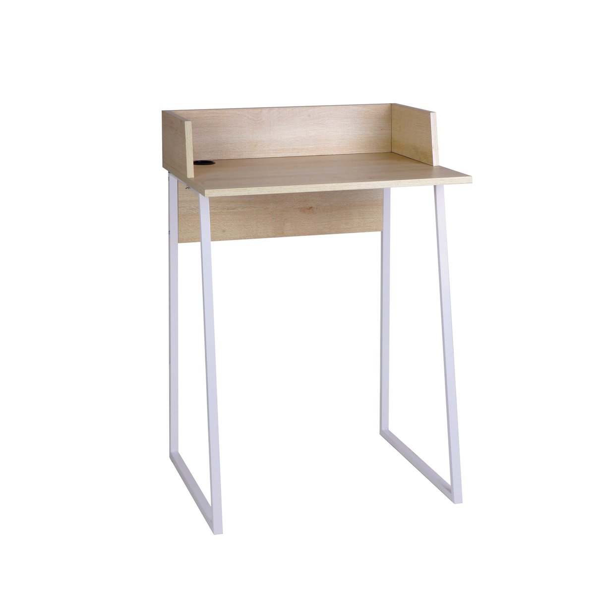 Bureau en placard et métal, ESSENTIAL chêne clair-blanc, HISPANOHOGAR