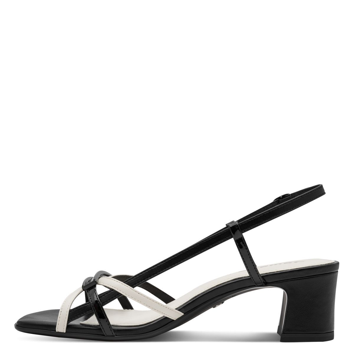 Sandale à talon talon bloc noir combiné, TAMARIS