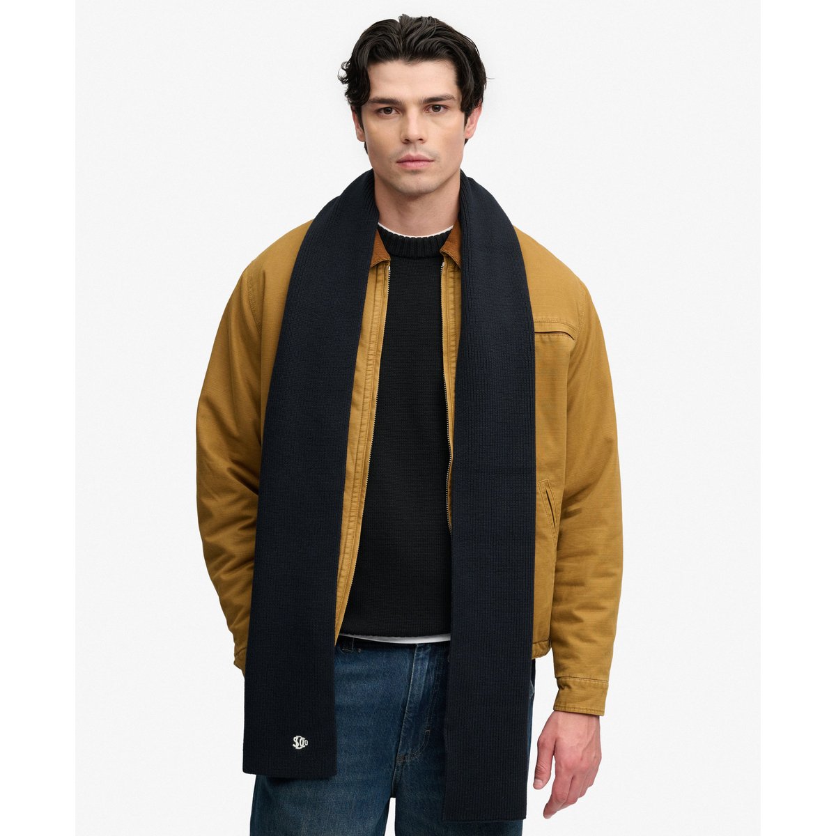 Écharpe en maille logo SD&Co noir, SUPERDRY