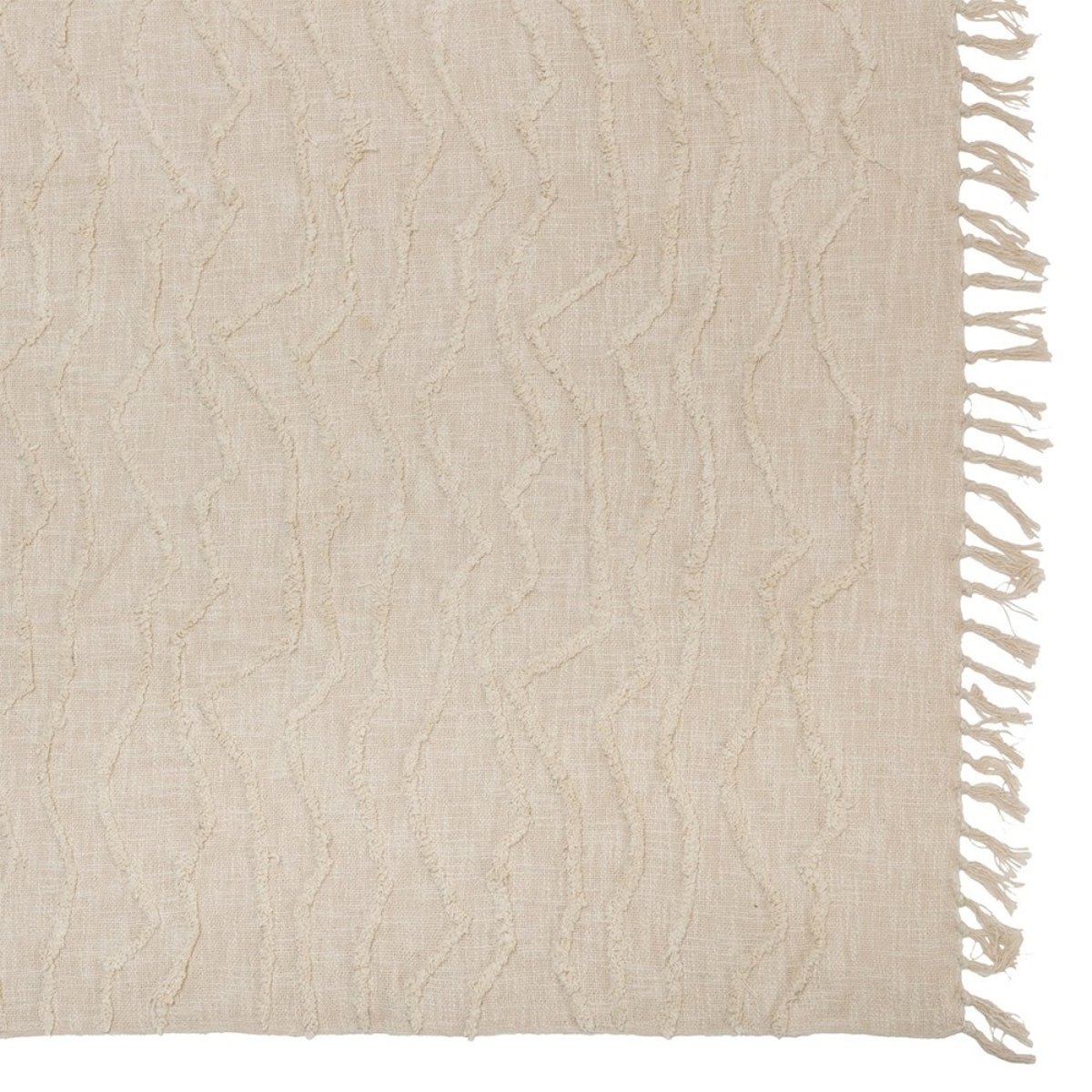 Dessus de lit Slub tufté 240x260 coton beige, ATMOSPHERA