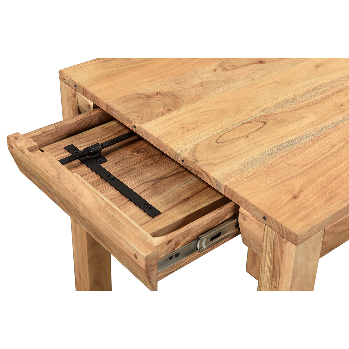 Table de bar haute extensible carrée en bois massif L80-135 cm BALTO naturel, MILIBOO