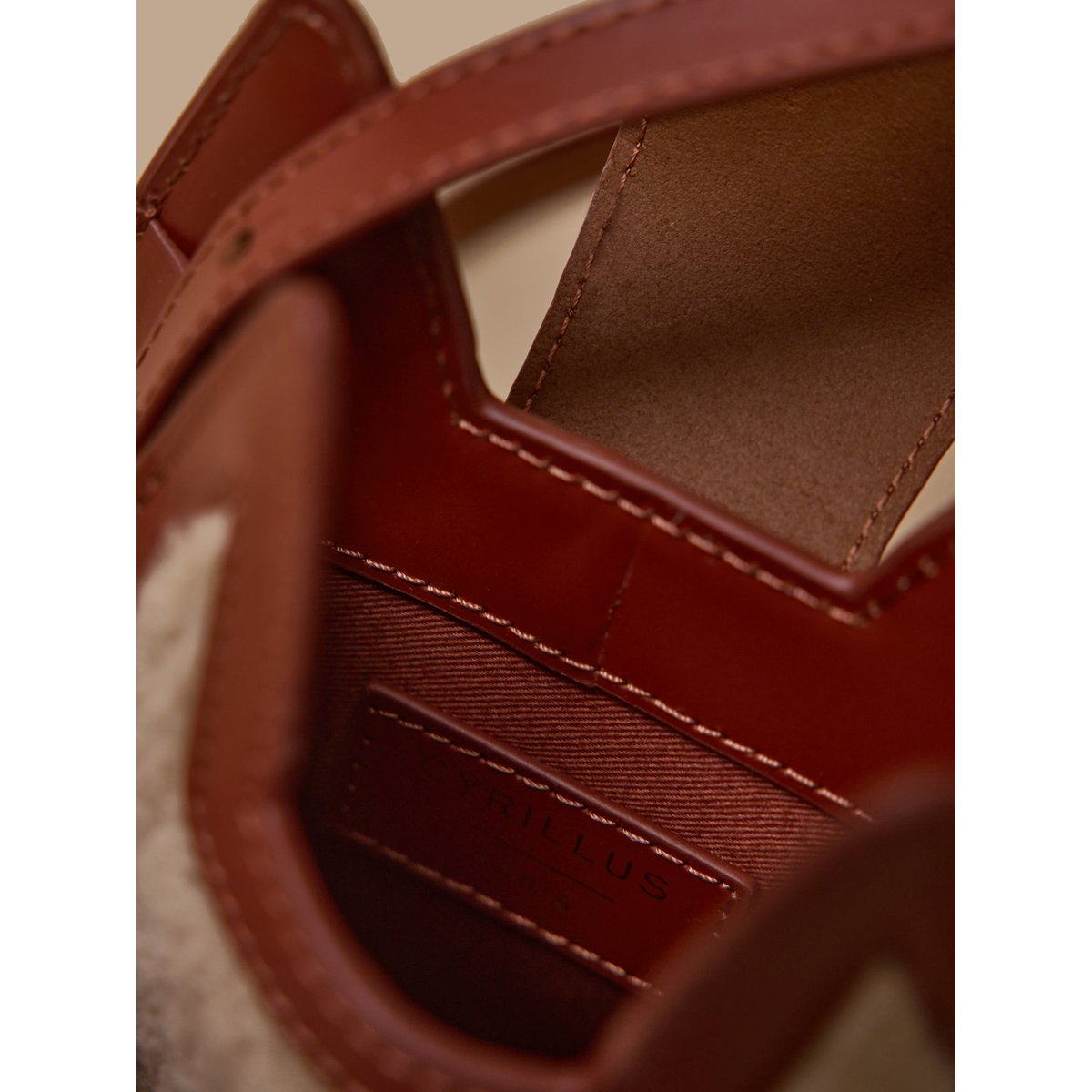 Sac écureuil cuir et sherpa ecru, CYRILLUS