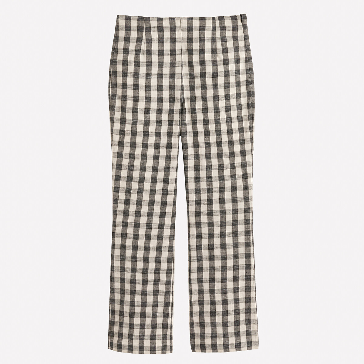 Gingham Print Bootcut Ankle Grazer Trousers black/white gingham, LA REDOUTE COLLECTIONS