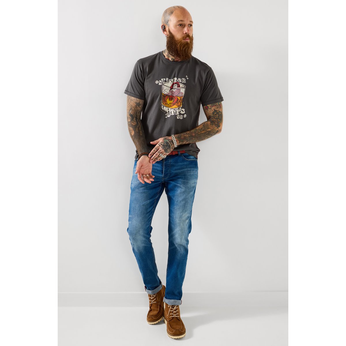 T-shirt graphique scorpion gris, JOE BROWNS