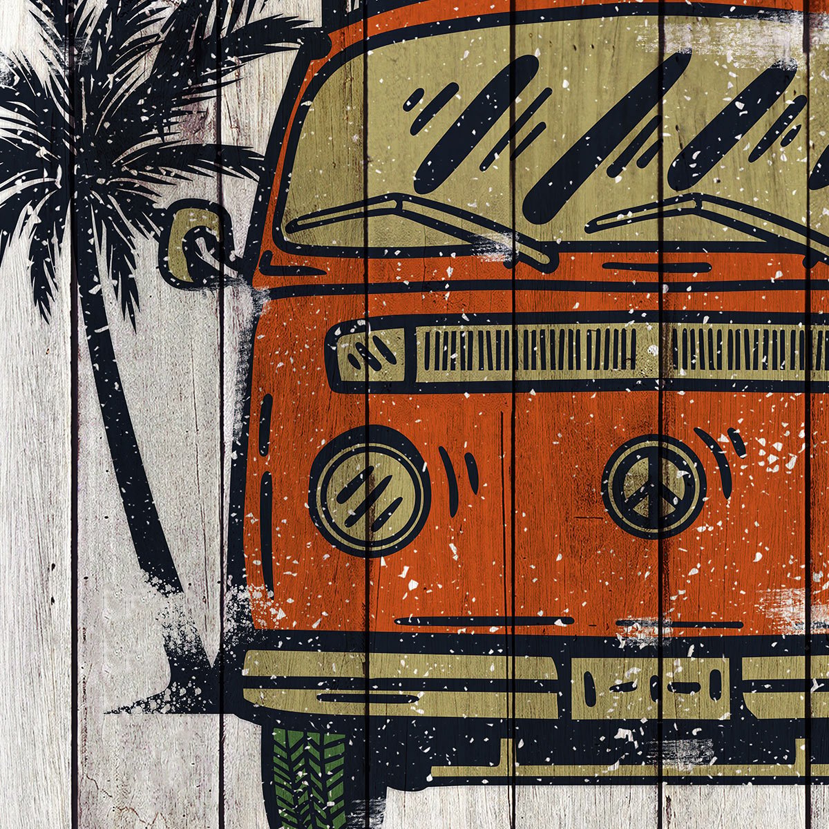 Papier peint camping car partons à la plage intissé, HEXOA