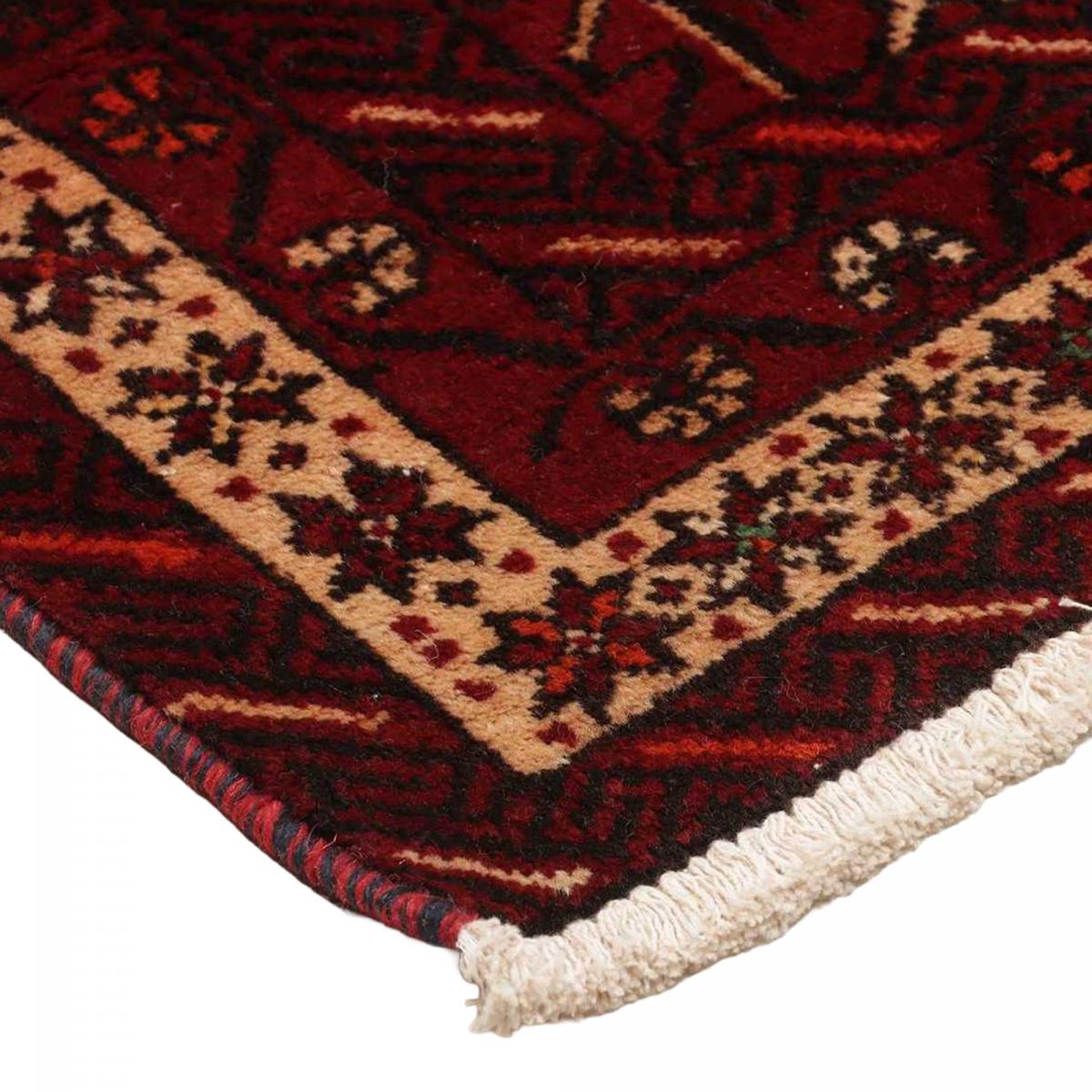 Tapis salon au motif traditionnel, noué main en laine, BALUTSCH 2 bordeaux, beige, noir, UN AMOUR DE TAPIS