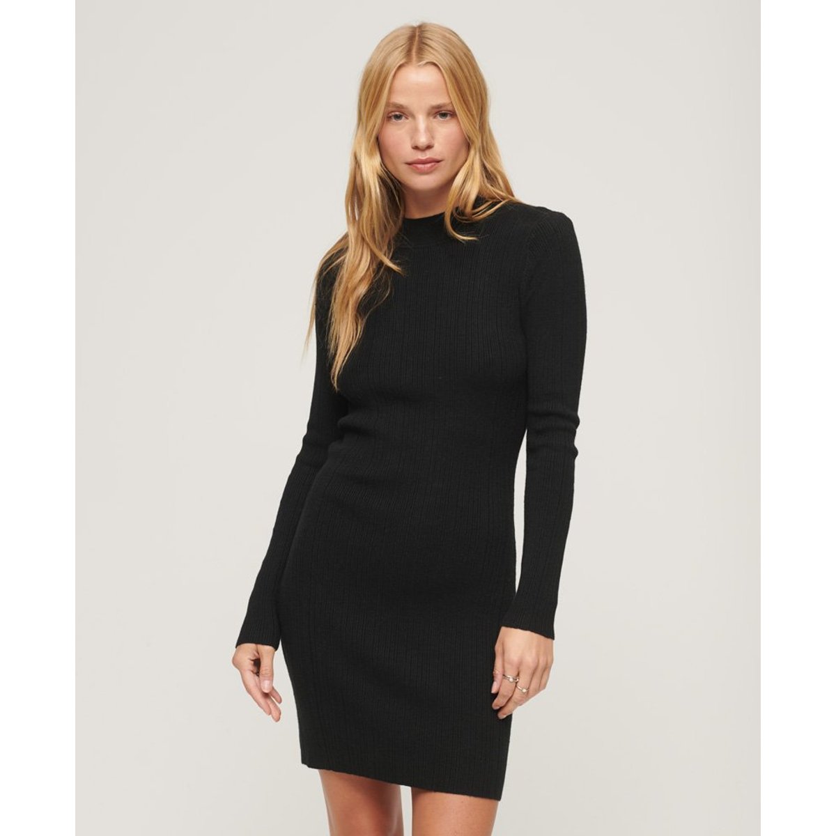 Mini robe moulante dos nu noir, SUPERDRY