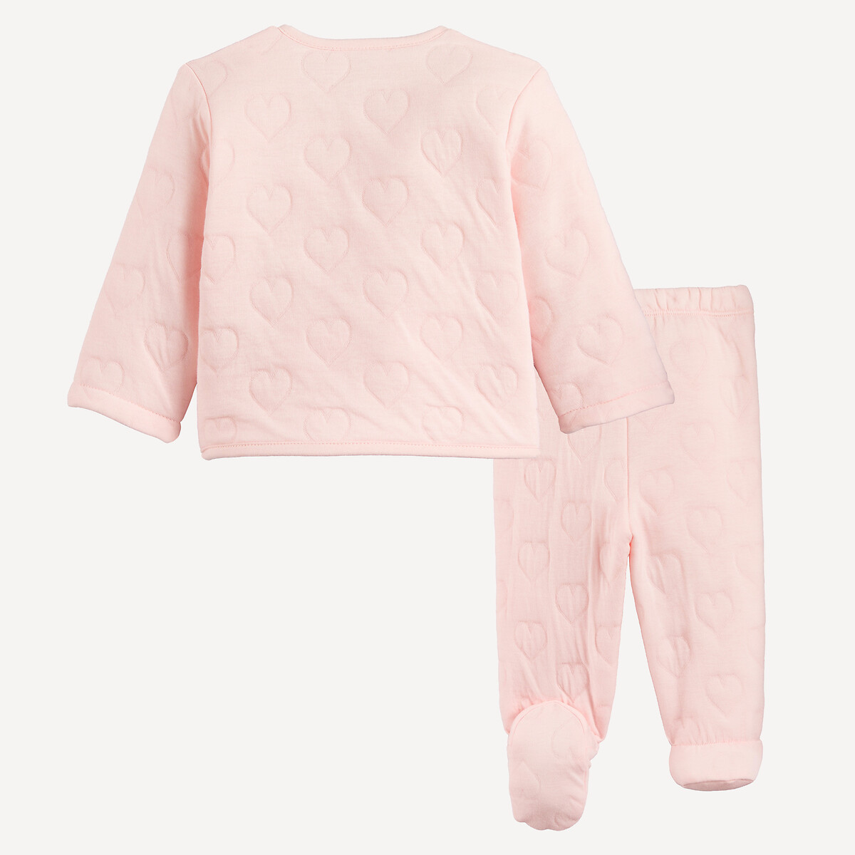 Ensemble 2 pièces, brassière et pantalon à pieds, motif coeurs en relief rose, LA REDOUTE COLLECTIONS