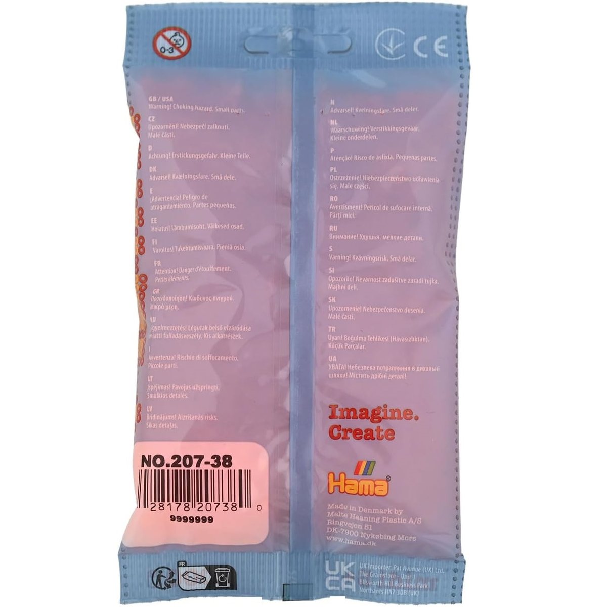 Sachet 1000 perles plastique Midi orange, HAMA