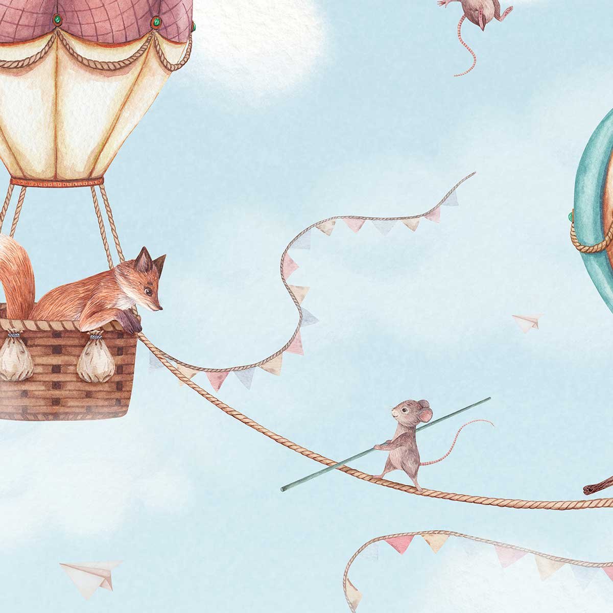 Papier peint nuages La Vie dans les Nuages bleu, HEXOA