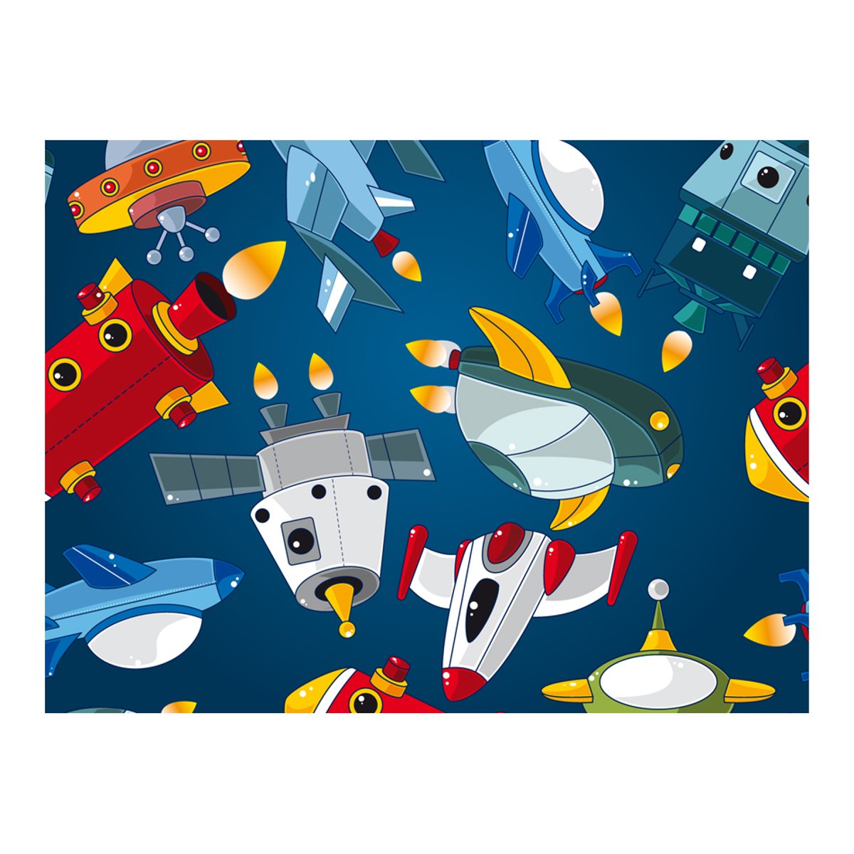 Papier peint intissé panoramique Pour enfants Véhicules spatiaux bleu, EDEN
