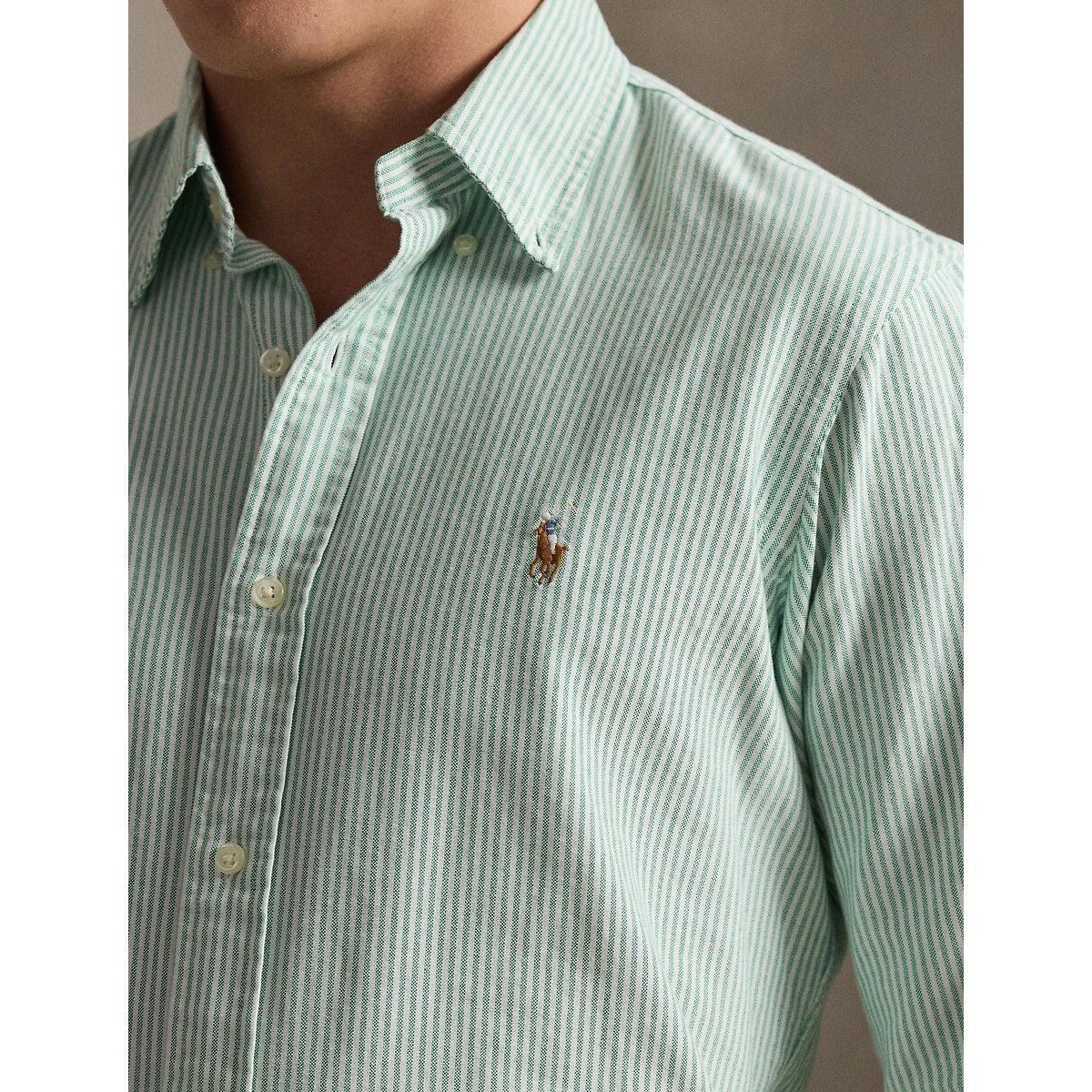 Chemise Oxford ajustée rayé vert, POLO RALPH LAUREN