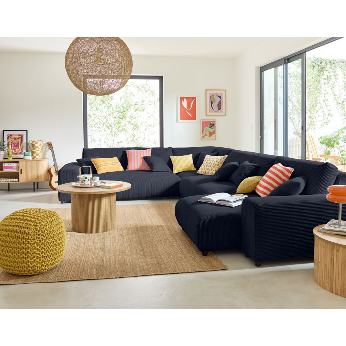 Module d'assise méridienne droit - GARANCE bleu nuit, BEST MOBILIER