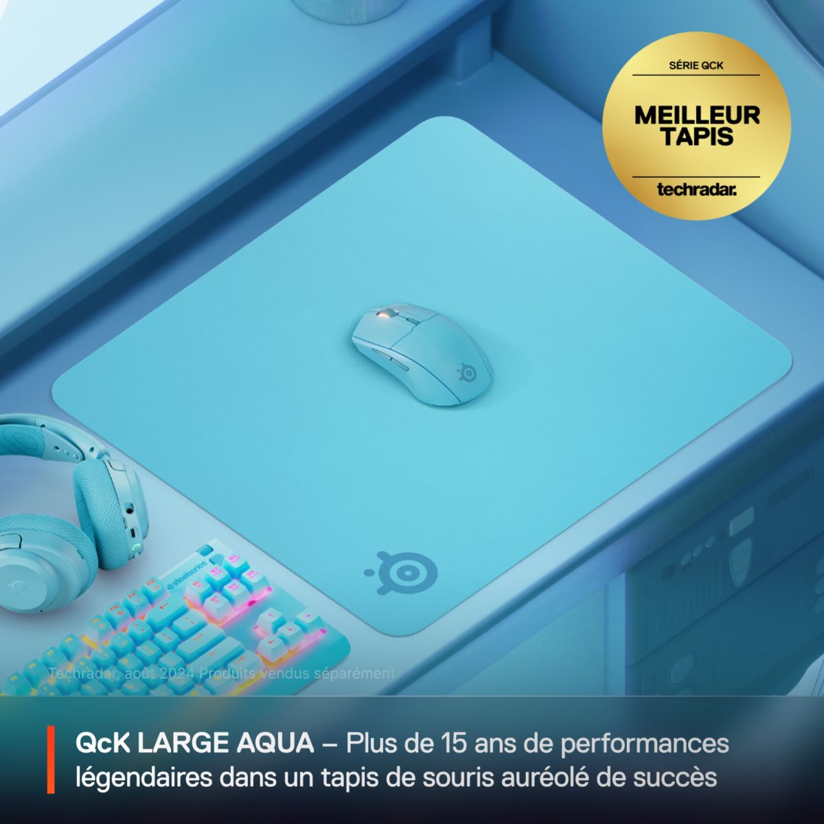 Tapis de souris QcK L Aqua couleur unique, STEELSERIES