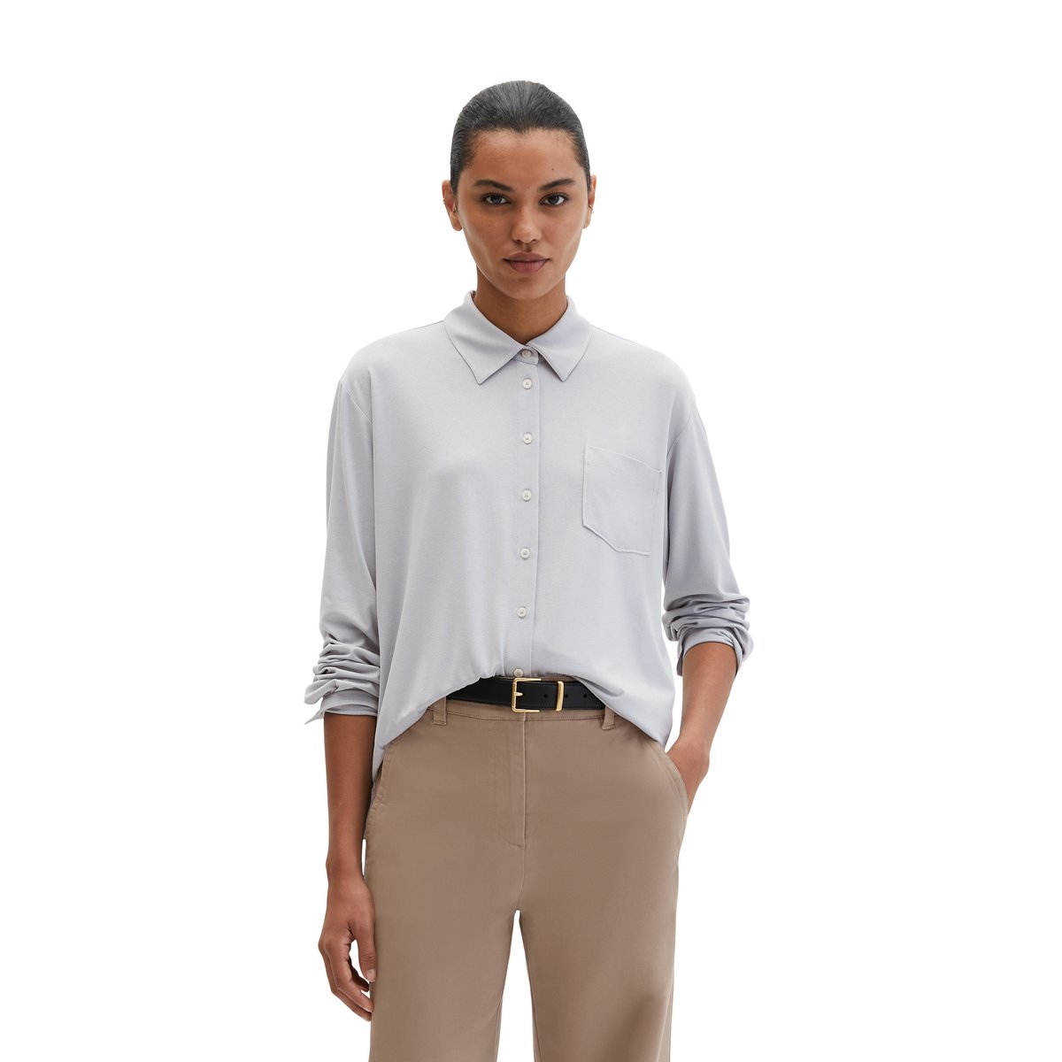 Blouse en jersey loose en LENZING™ ECOVERO™ gris, MARC O'POLO