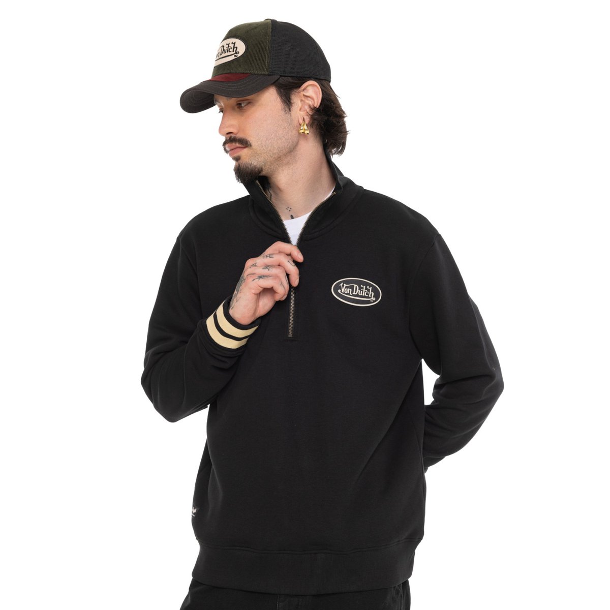 Sweatshirt zippé ALEC noir, VON DUTCH