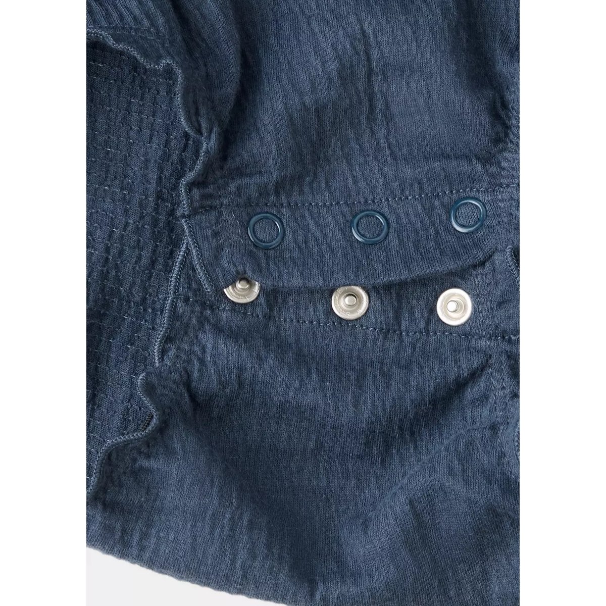Body en coton gaufré à col Claudine bleu indigo, MANGO BABY