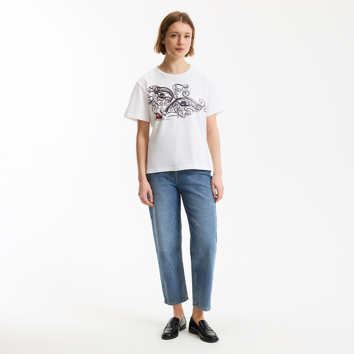 Graphic Print Crew Neck Short Sleeve T-Shirt white, CHARLES DE VILMORIN X LA REDOUTE