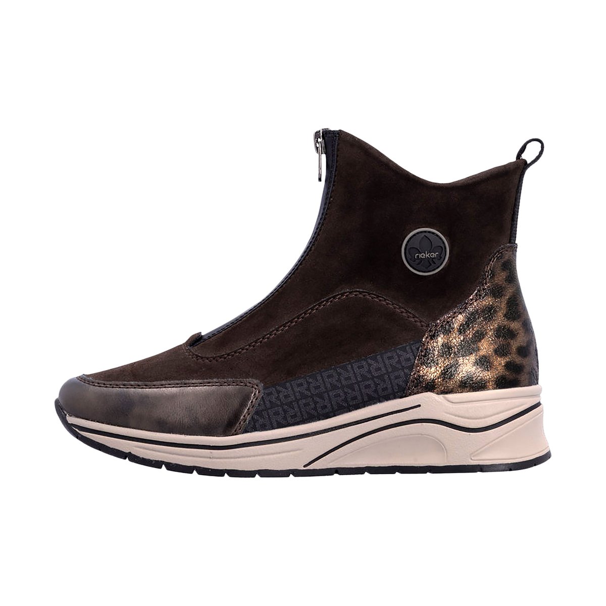 Basket Montante à Zip Newa marron - combi, RIEKER