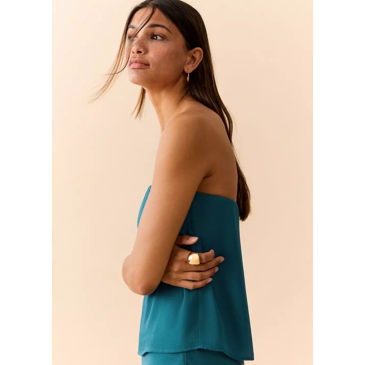 Bustier texturé bleu pétrole, MANGO TEEN