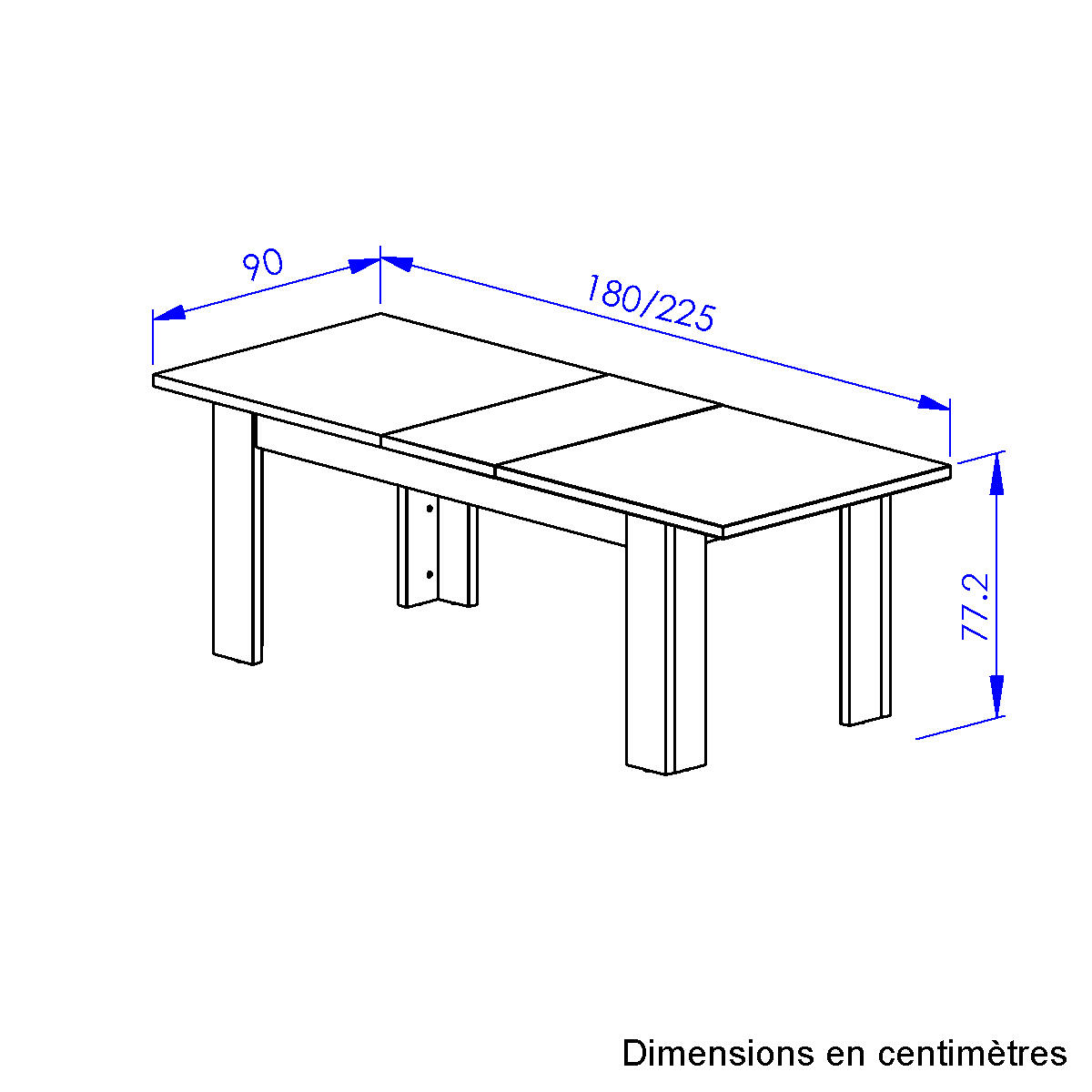 Table rectangle reed avec allonge beige, GAMI