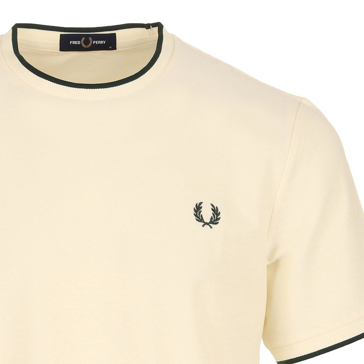T-shirt TRIM DETAIL CREPE PIQUE TSHIRT ecru, FRED PERRY