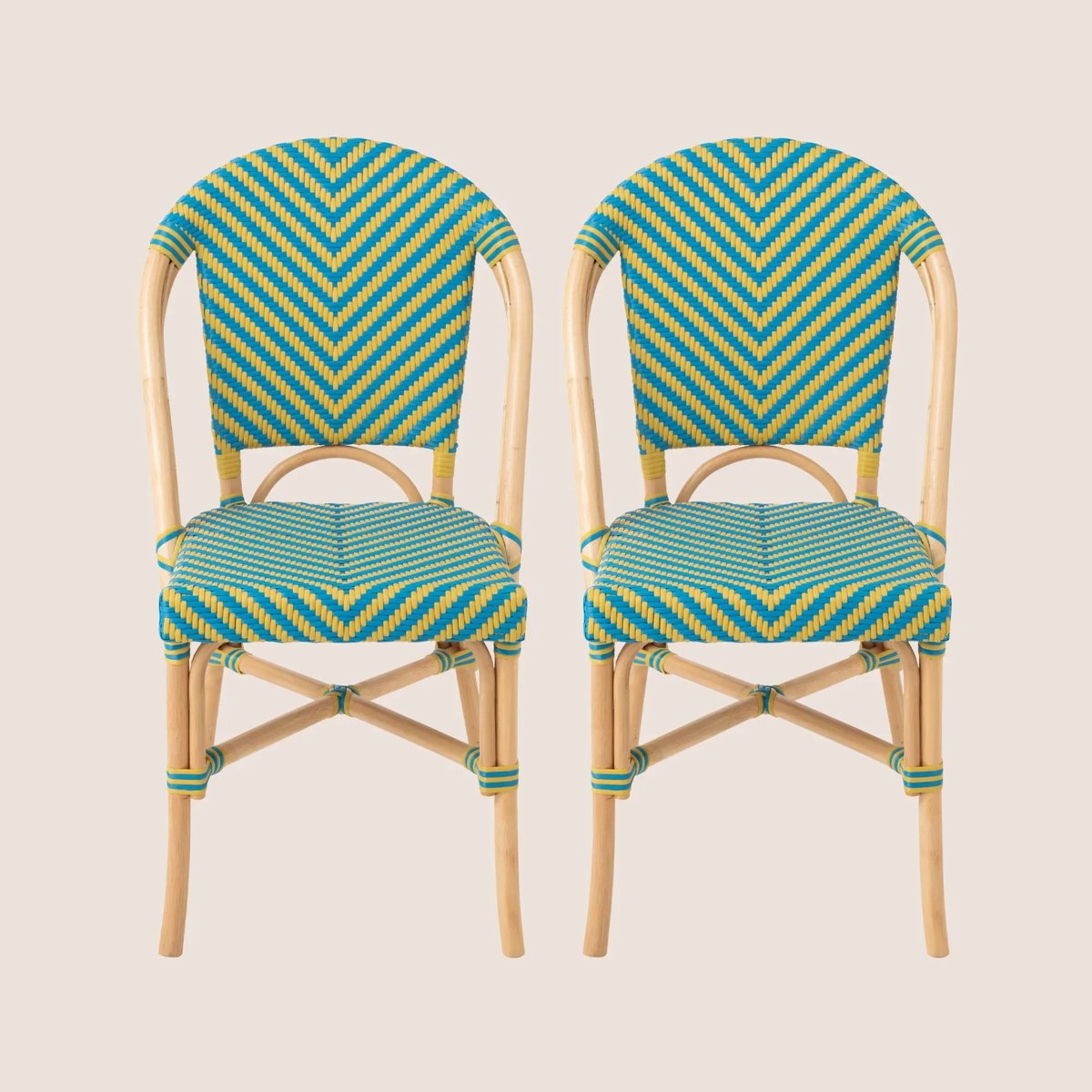 Chaises bistrot tressées (lot de 2) - MONTMARTRE jaune, HELLIN, DEPUIS 1862