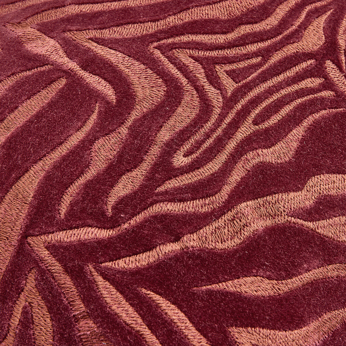 Geri Embroidered Cotton Rectangular Cushion Cover burgundy, LA REDOUTE INTERIEURS