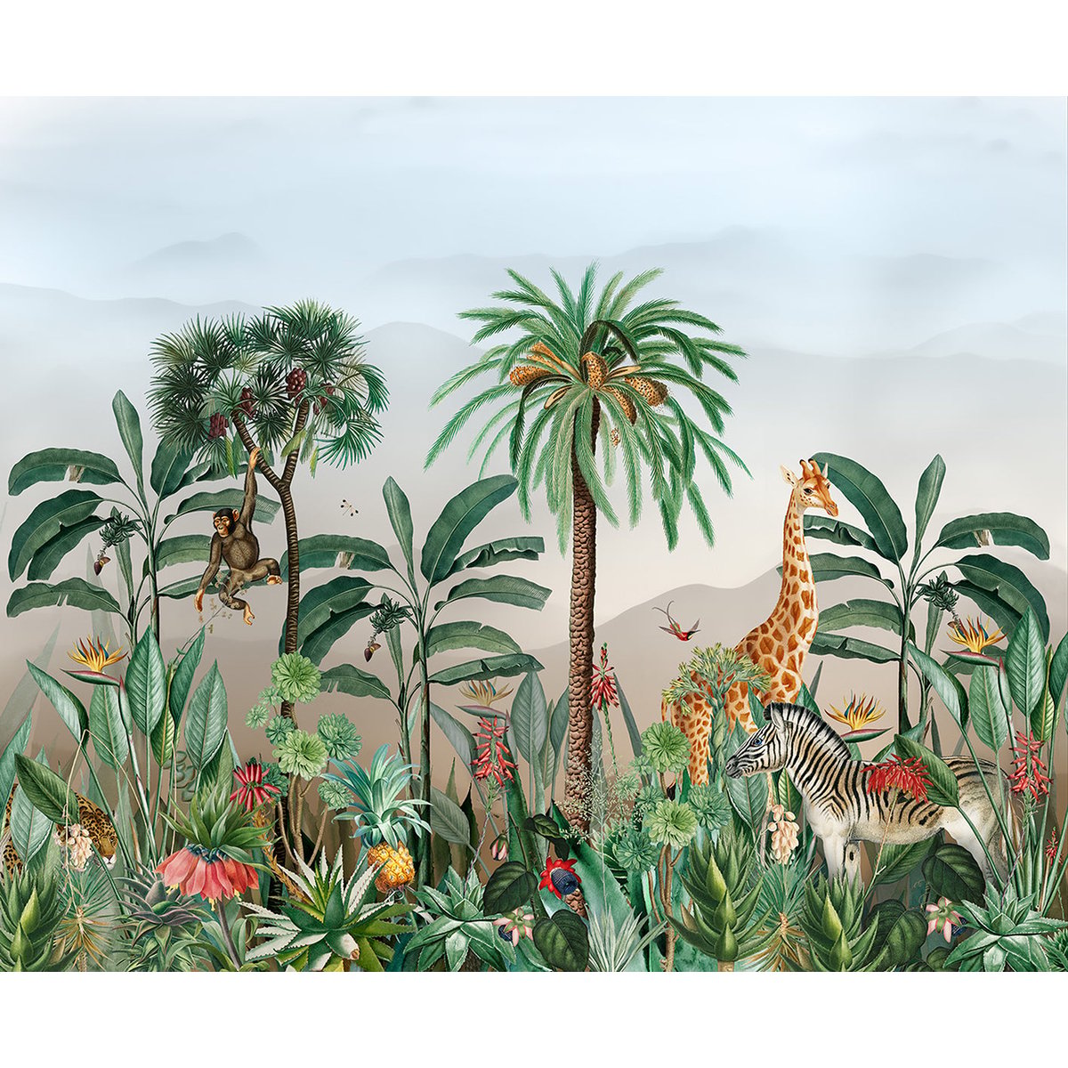 Papier peint panoramique Safari XL - Lé Papiers de Ninon multicolore, LE PAPIERS DE NINON
