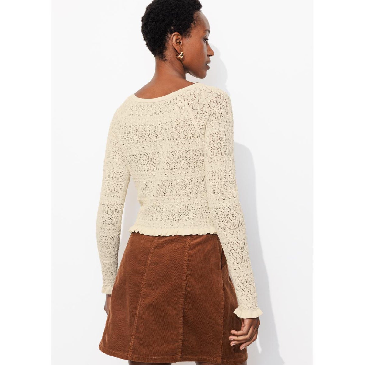 Pull en maille dentelle ecru, PROMOD