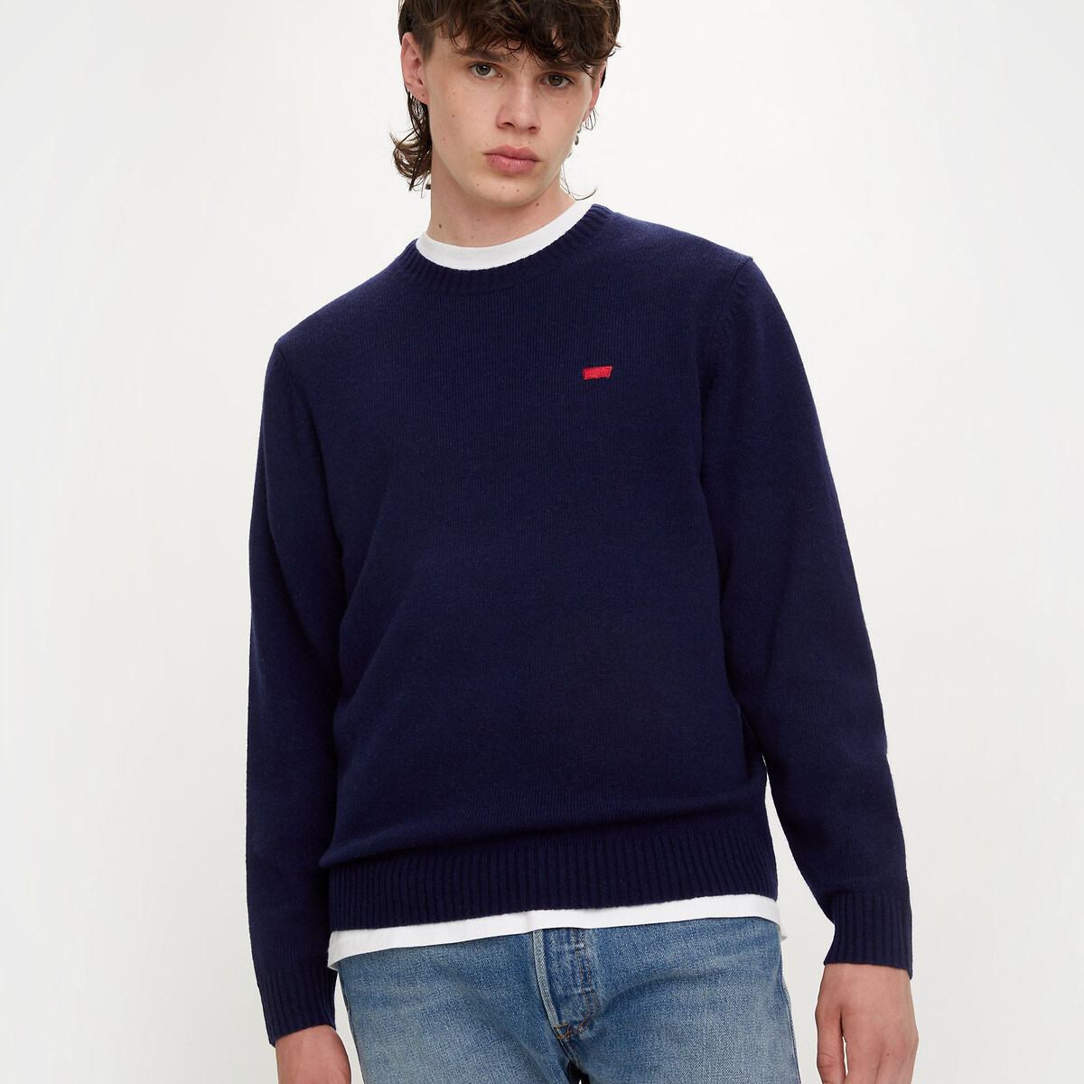A4320 Wool Jumper with Crew Neck navy blue, LEVI'S