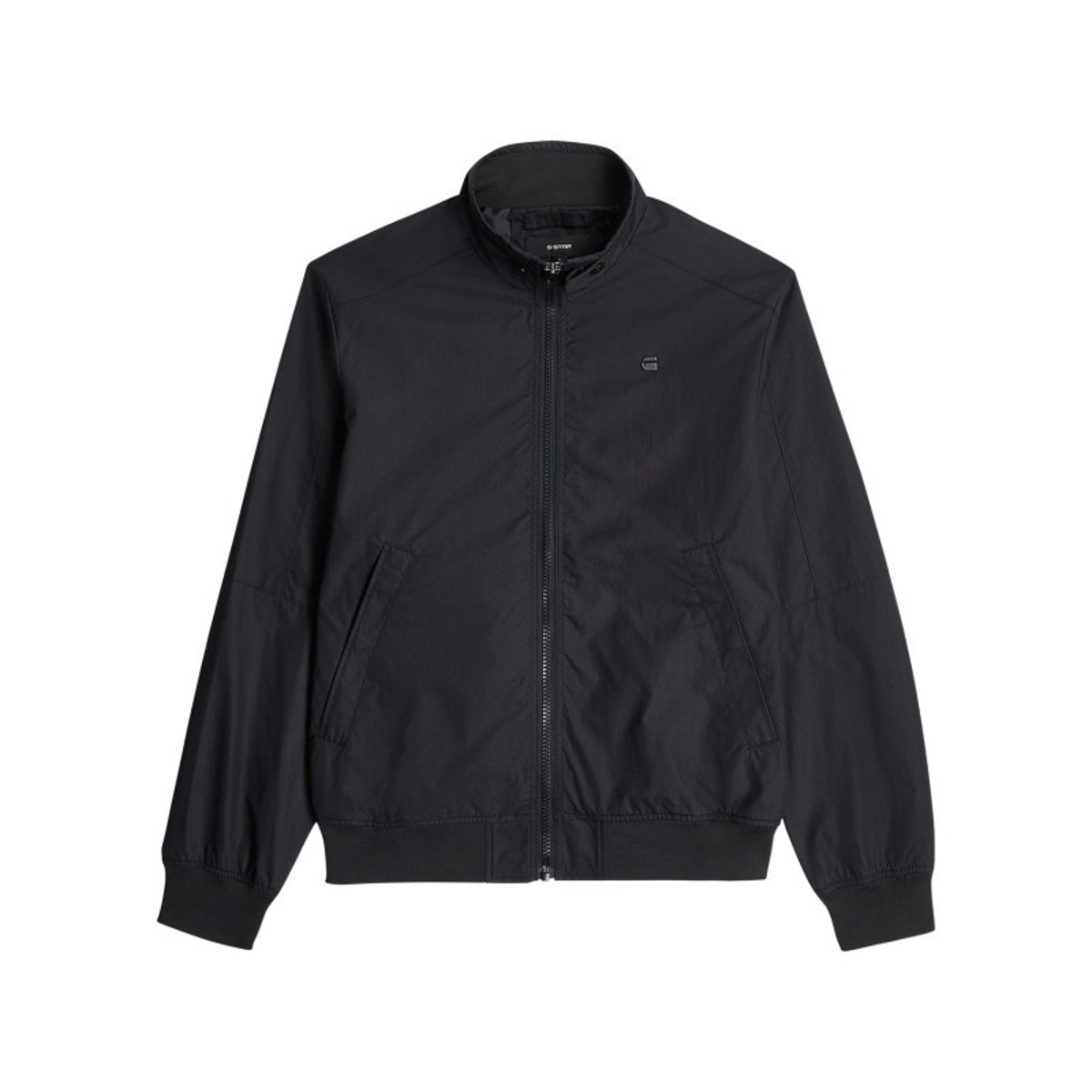 Blouson noir uni avec une coupe droite et un col montant boutonné noir, G-Star RAW