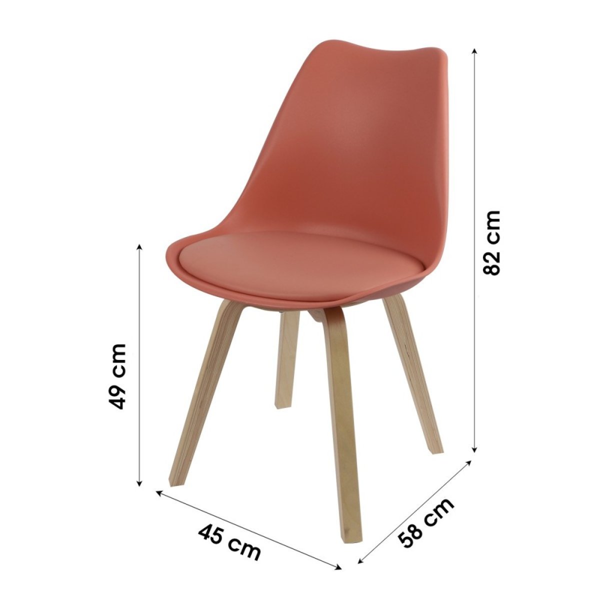 Chaise Scandinave Bois De Rose Avec Coussin rose, DECORATIE