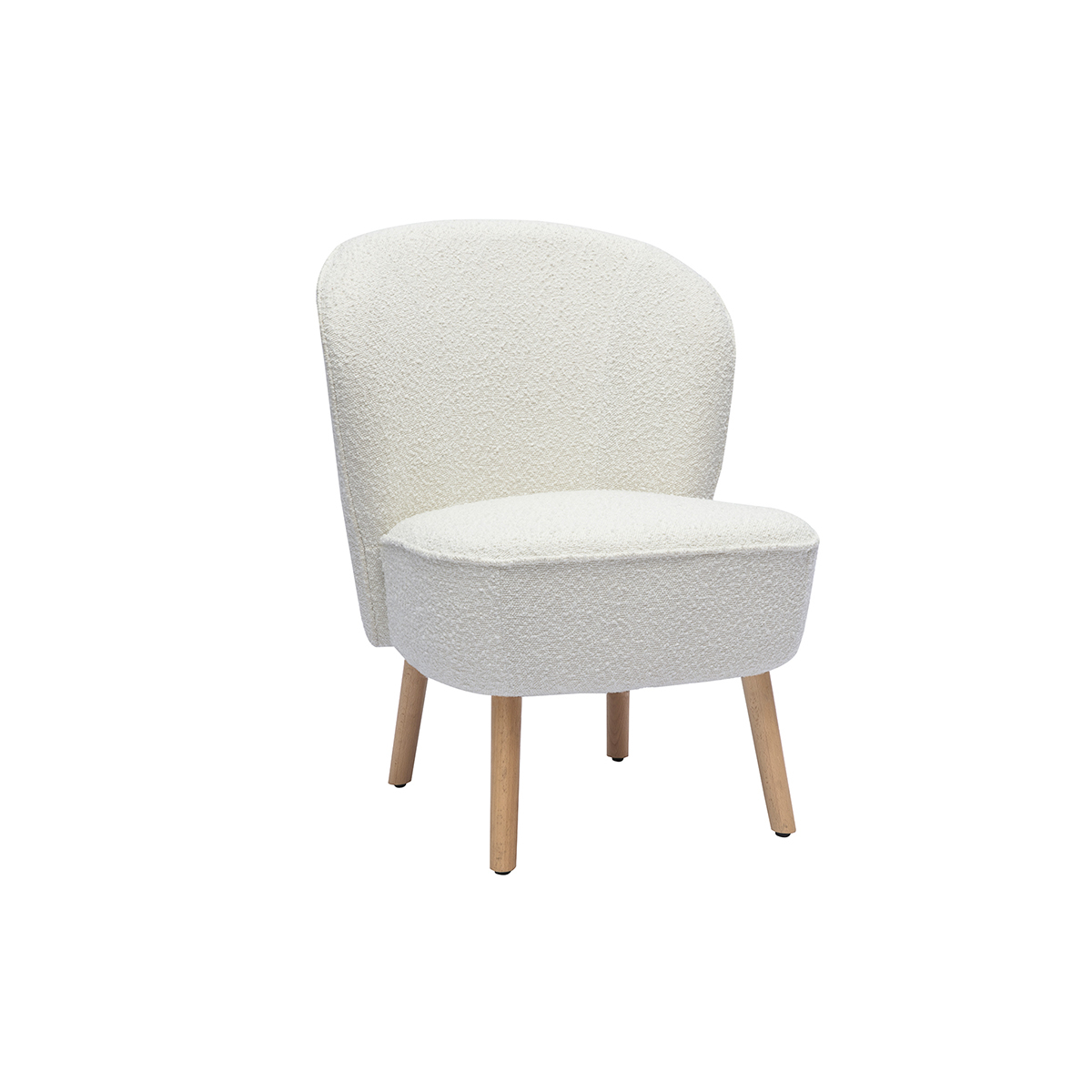 Fauteuil scandinave en tissu effet velours texturé terre brûlée et bois clair AMANITA blanc, MILIBOO