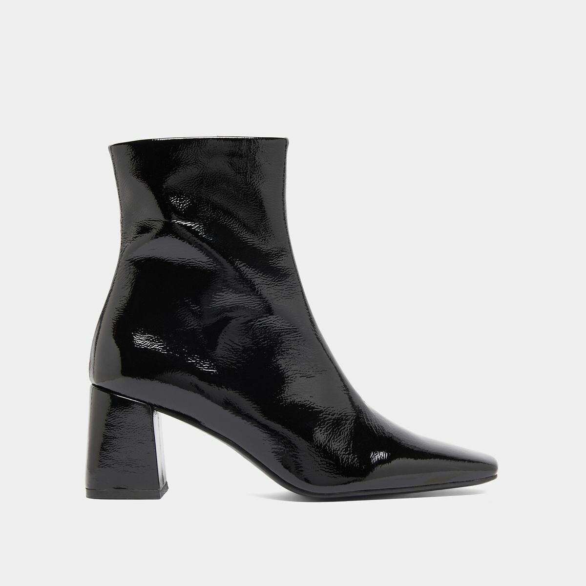 Bottines en cuir vernis, Dalibar noir uni, JONAK