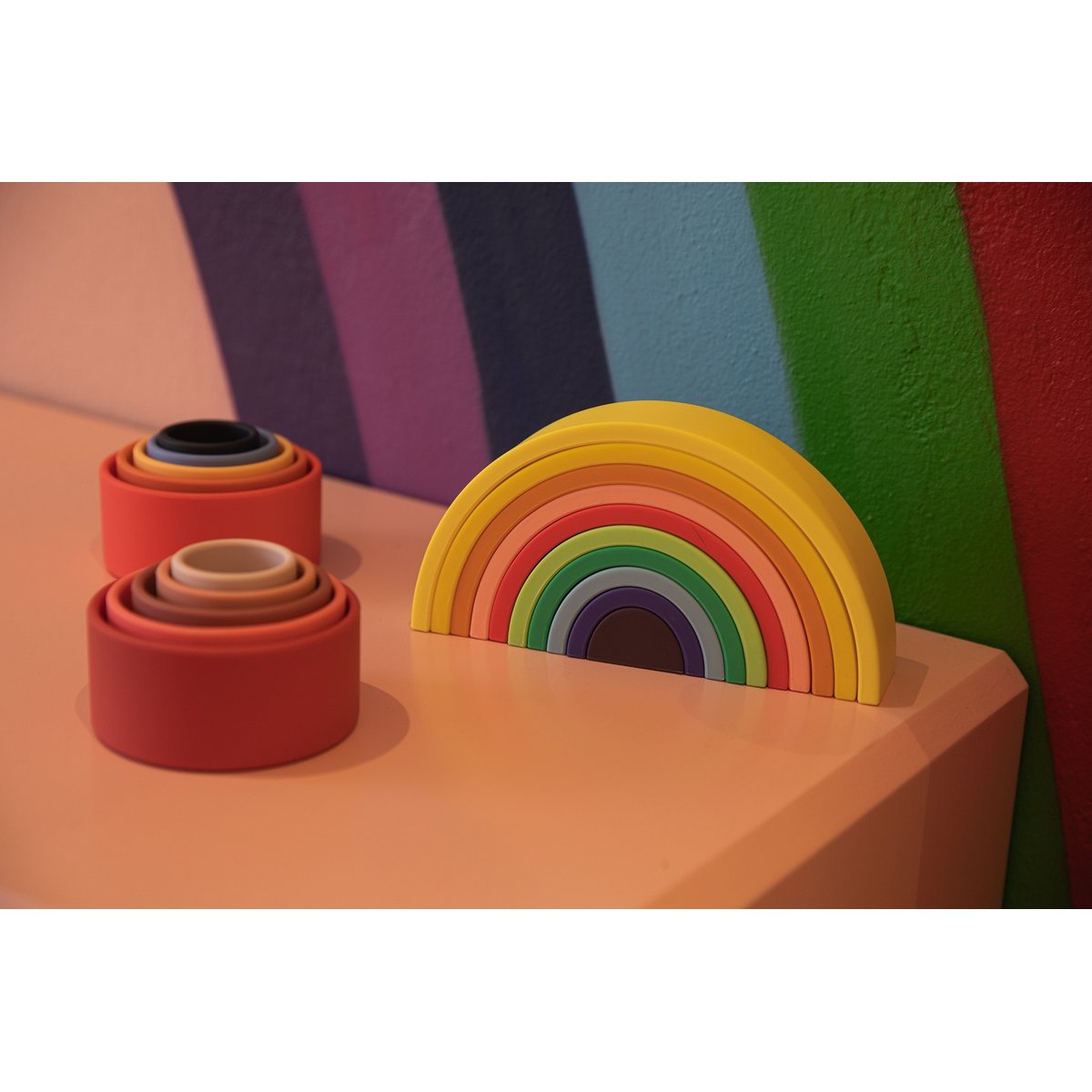 Arc en ciel en silicone multicolore jaune, LITTLE L
