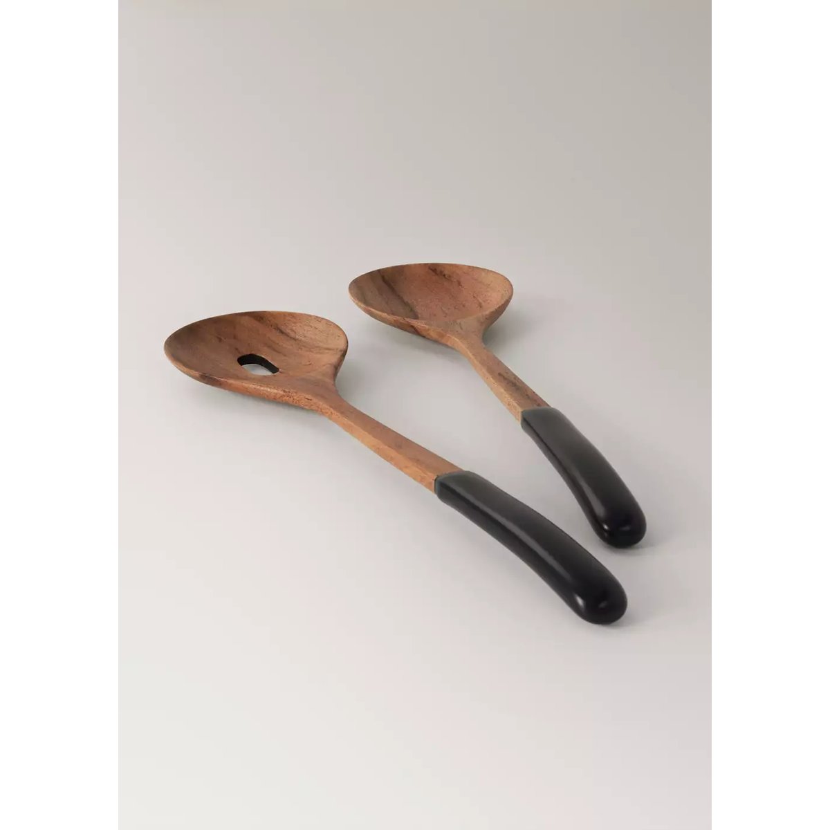 Set de couverts à salade en bois avec détail noir marron, MANGO HOME