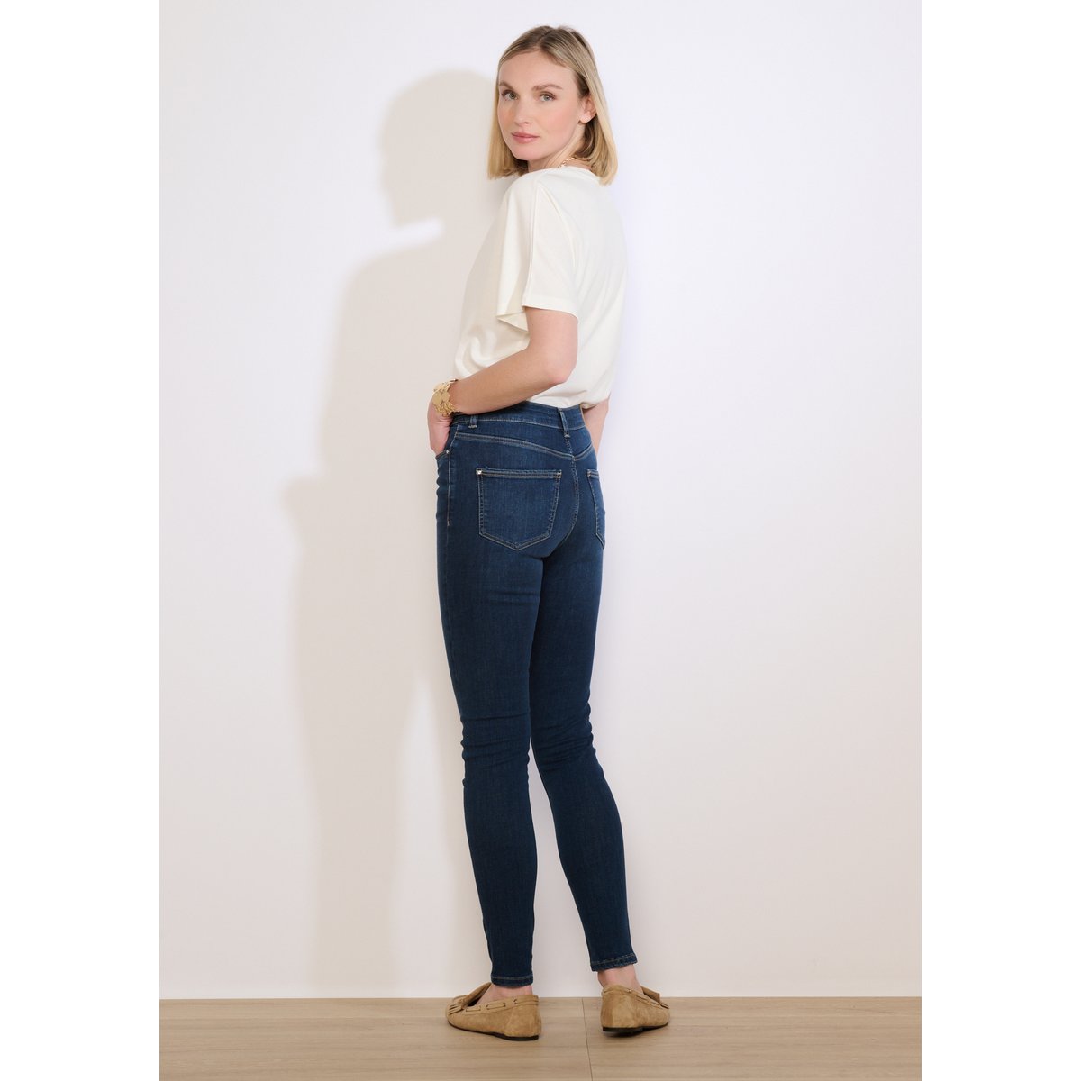 Jean skinny taille haute dark blue, LOLALIZA