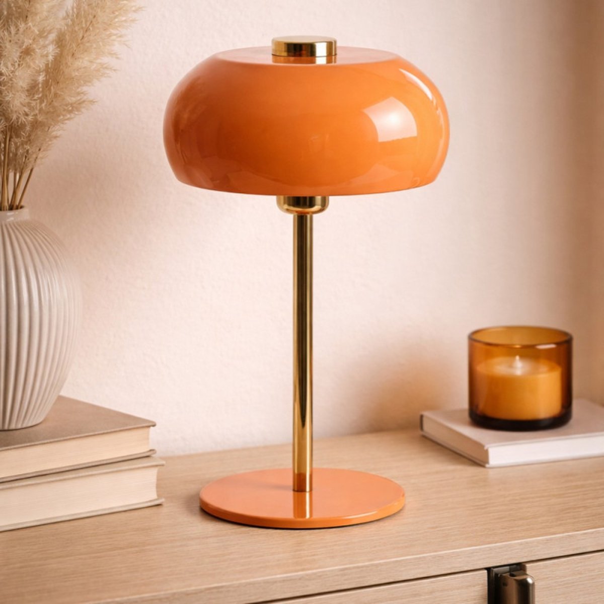 Grande lampe à poser orange et doré Surin orange, MILLUMINE