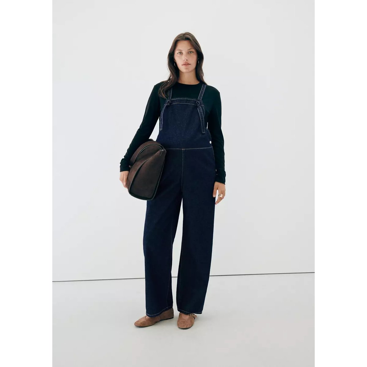Salopette de grossesse en jean bleu, MANGO