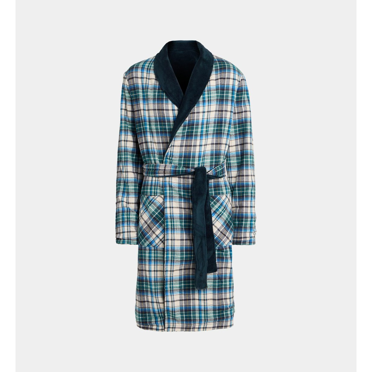 Robe de chambre réversible zalomon en coton bio bleu marine, GALERIES LAFAYETTE