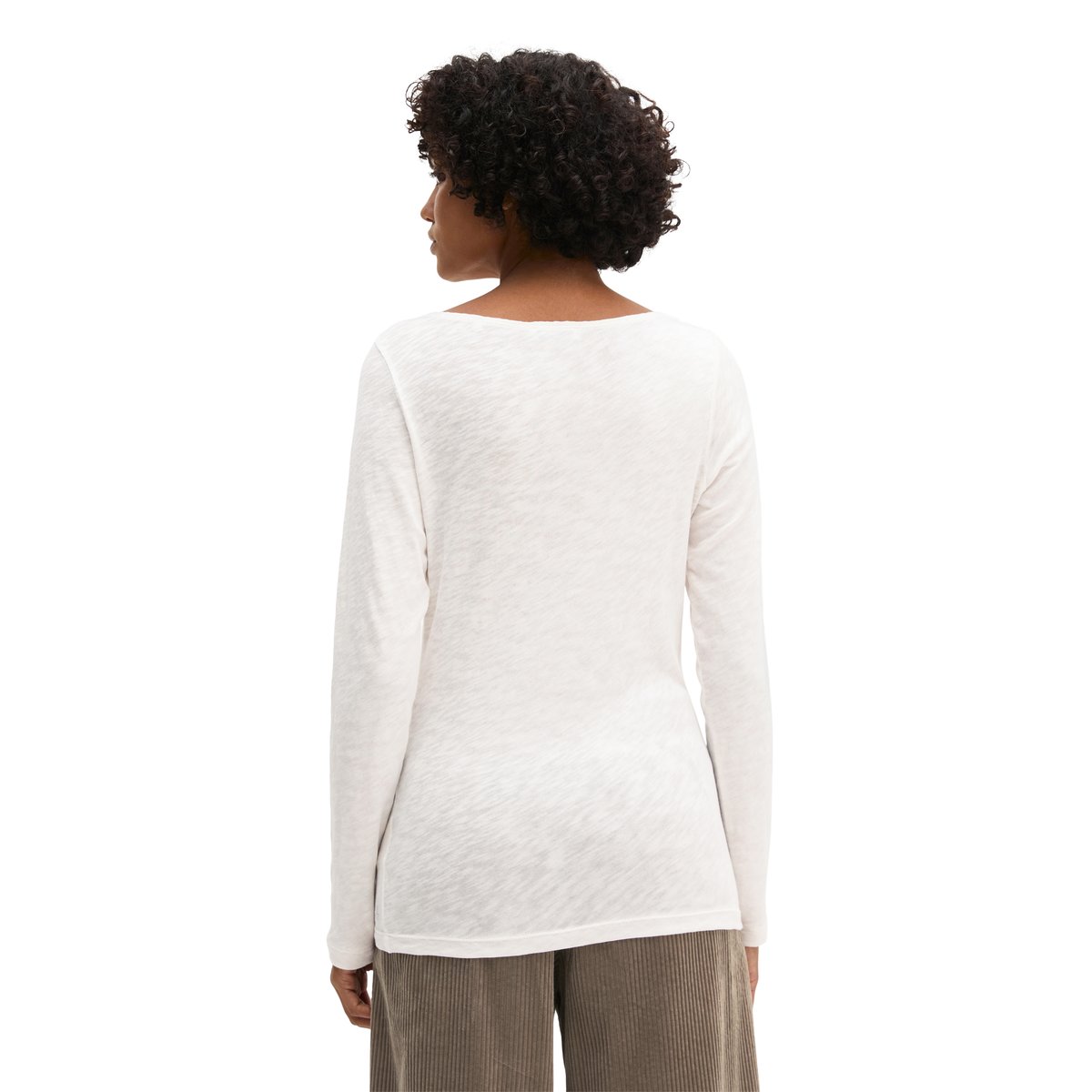 T-shirt à manches longues U-Boot coupe classique en qualité Organic Cotton blanc, MARC O'POLO
