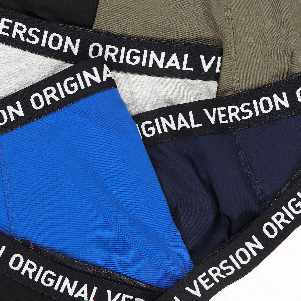 Lot de 7 boxers unis en coton multicolore, LA REDOUTE COLLECTIONS