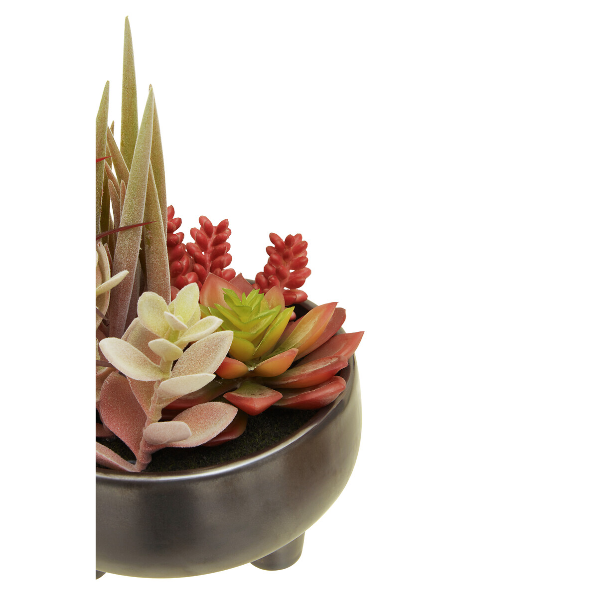 24cm Artificial Fiori Mixed Succulent in Grey Ceramic Pot multi-coloured, SO'HOME