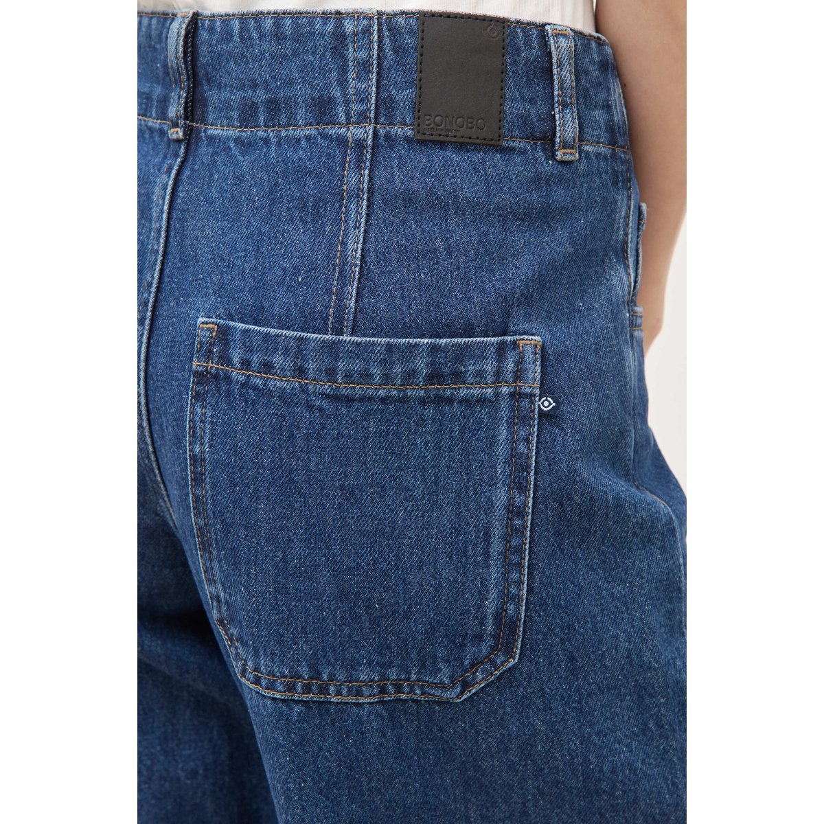 Jeans loose taille haute en coton denim used, BONOBO